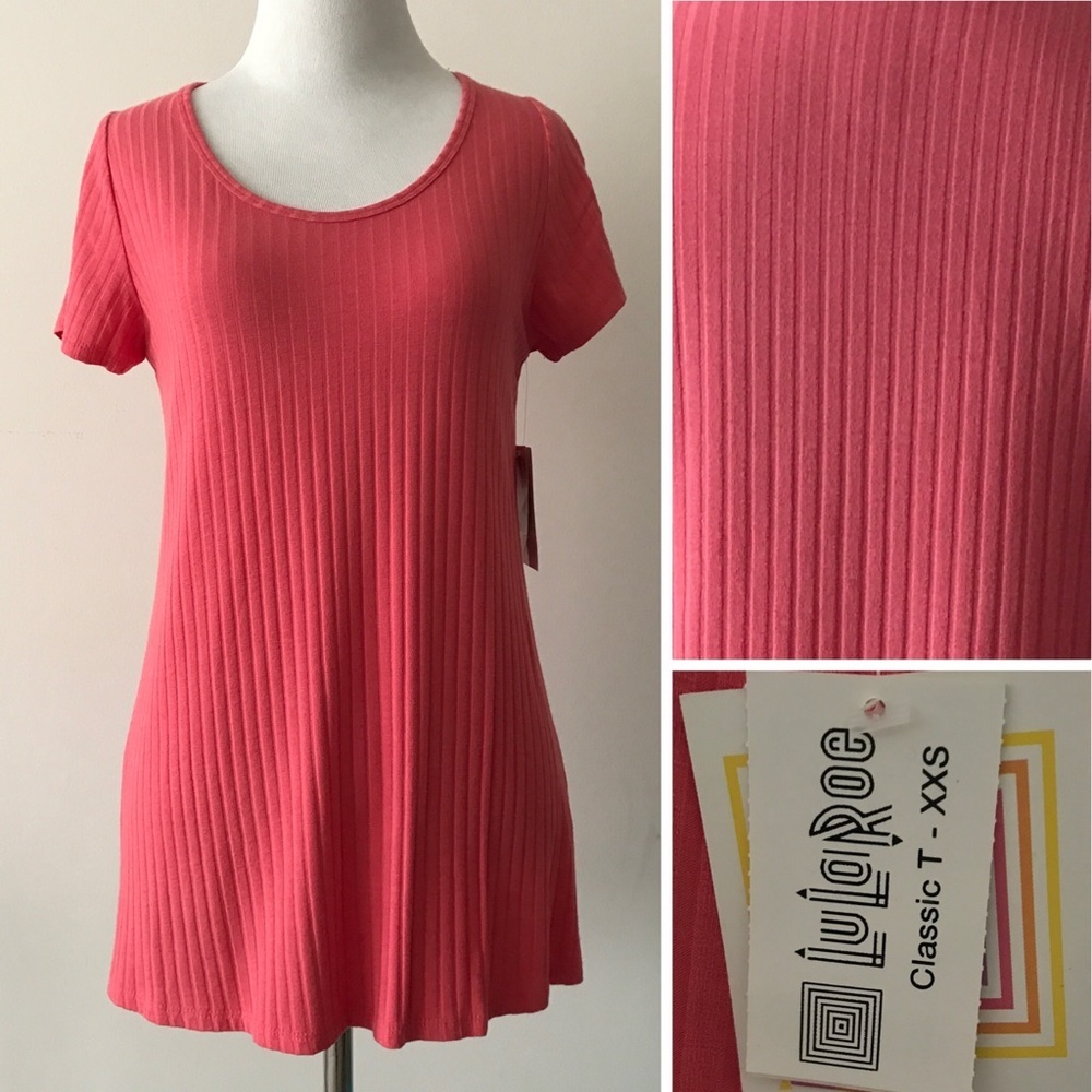 LuLaRoe Classic T size XXS solid pink ribbed ~ NWT NEW tee shirt top